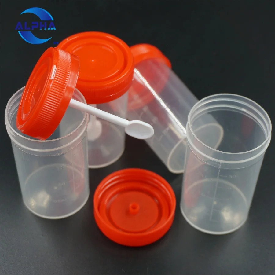 specimen sterile stool sample container with spoon