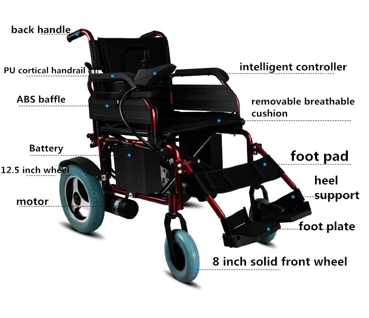 
CE elderly care products handicapped auto disabled folding power electric wheelchair 