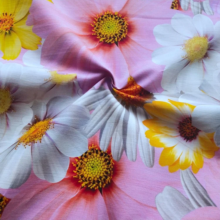 Shaoxing textile soft touch floral flower printed plain woven 100% rayon poplin shirt fabric