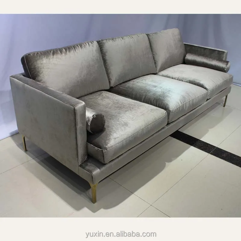 high quality feather memory foam pink colour fabric sofa set with gold feet