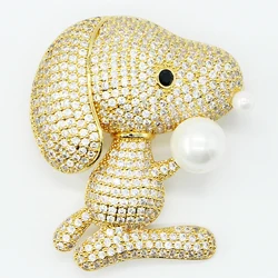 Cute Snoopy Brooch For Children Souvenir  With Zincon Silver  & Gold Color High Quality Material