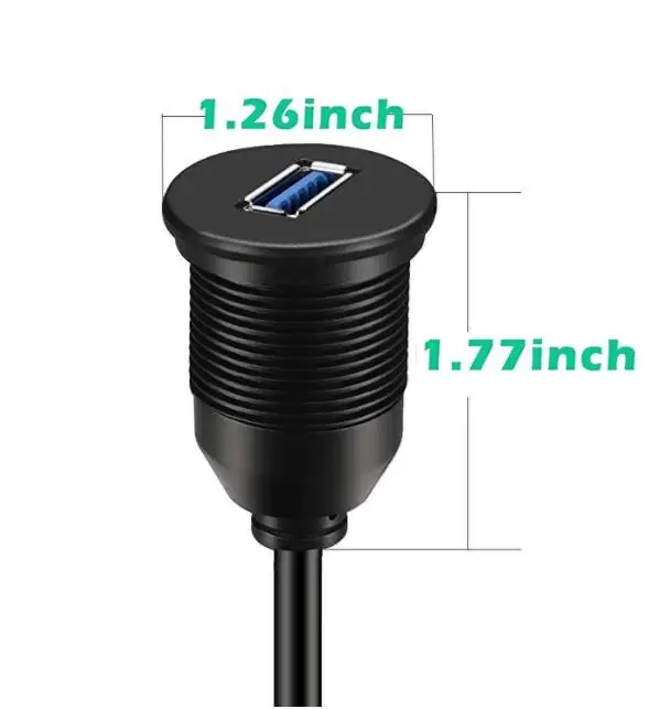 2M Single USB 3.0 Panel Mount Port 3.0 Male to Female USB Flush Mount.AUX Flush Mount Dashboard Cable for Car Boat Truck