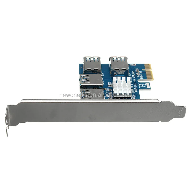
Hot sales EUX104 PCIe card 1 to 4 PCI Express 16X Riser Card PCI-E 1X slot 4 PCIe External PCIe 1 to 4port USB 3.0 Adapter Card 