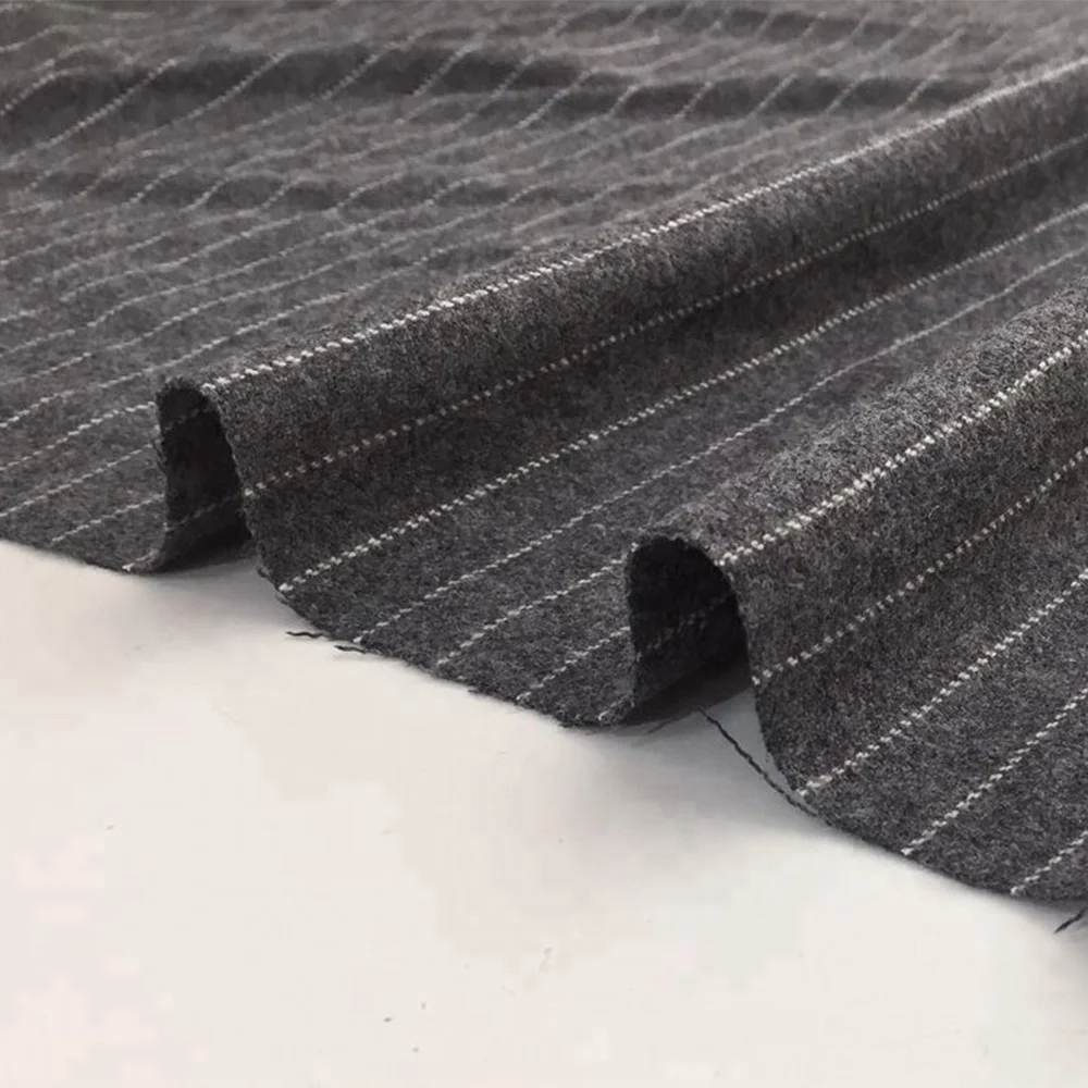 
Wool woven Stripe flannel melton fabric for shirt 