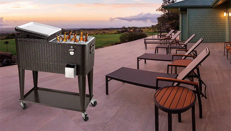 
80QT Large Capacity Cooler Cart With 10 Inch Inflatable Wheels 