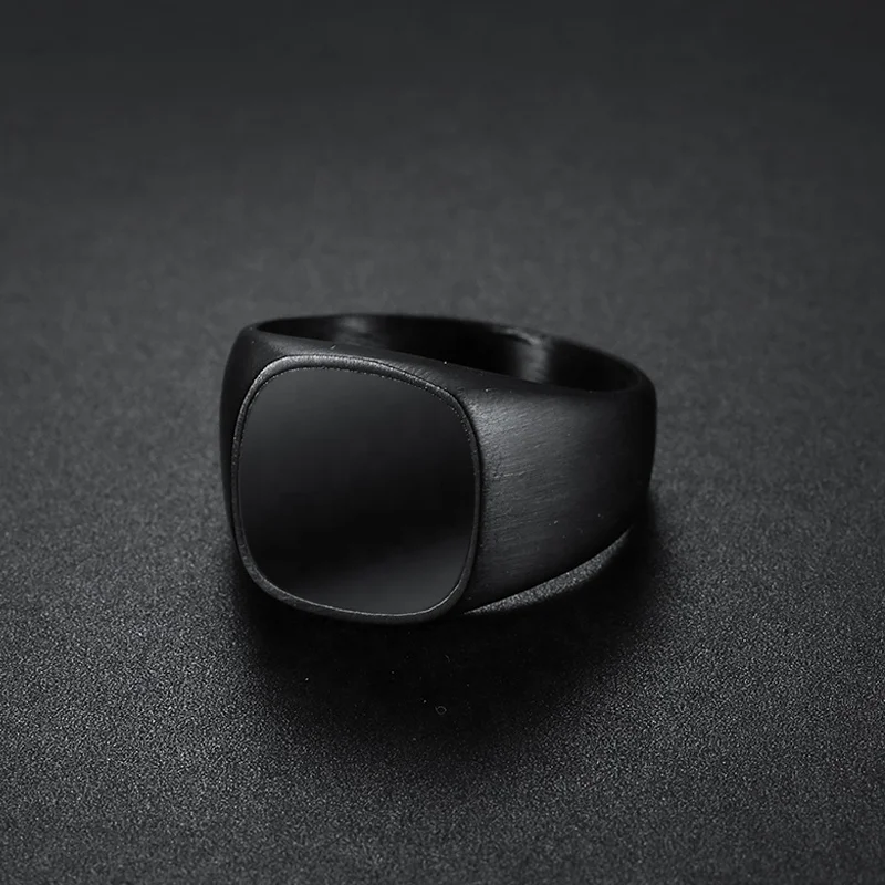 Custom design Simple Style Fashion Epoxy Ring 316L Stainless Steel Jewelry Polishing Silver Black Pave Cocktail Ring