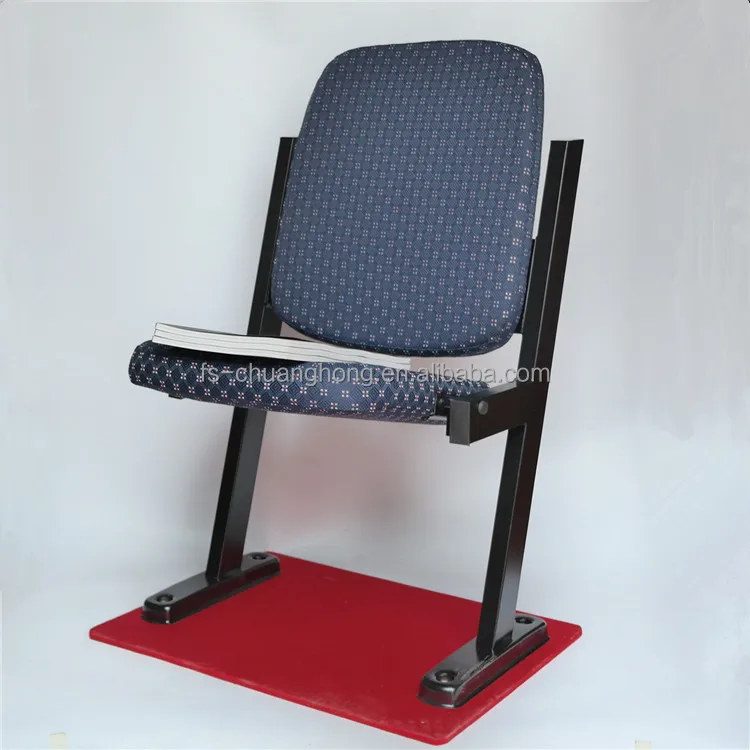 Used price Folding metal cheap auditorium chair without arm in blue fabric for stadium YC-G181