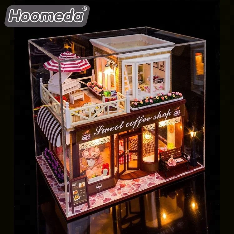DIY wood craft dolls furniture coffee shop 1 24 scale miniature doll house