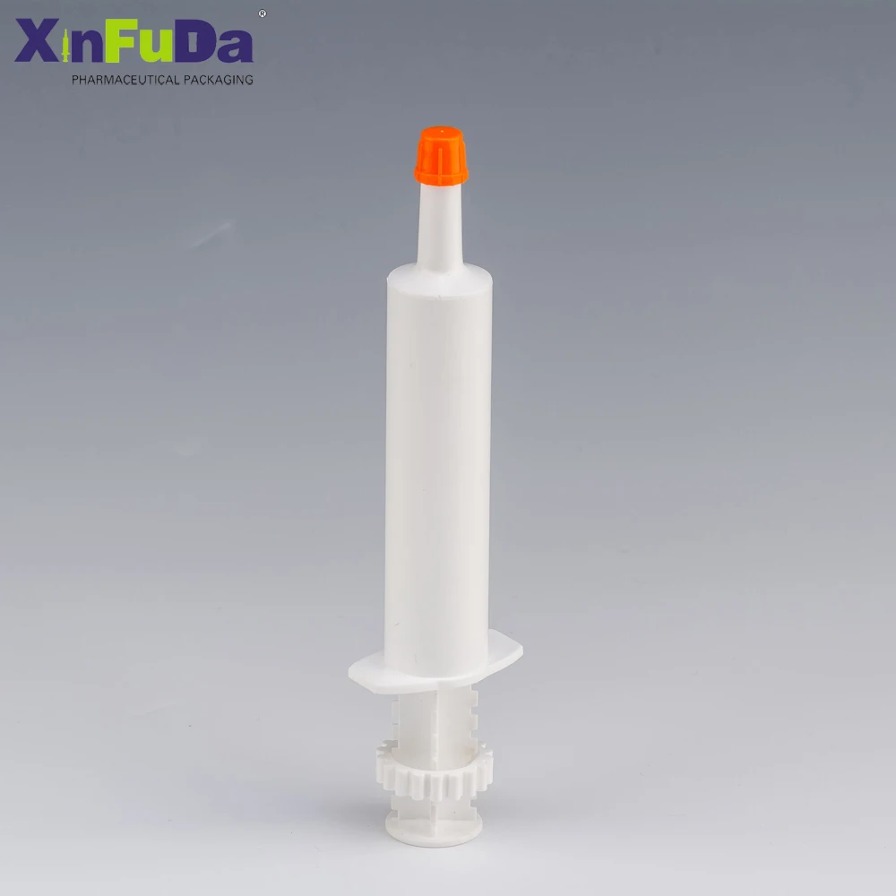 wholesale Animal Health Medicine Packaging HDPE 30ml Plastic Disposable Medical Veterinary Syringe With Colored Cap