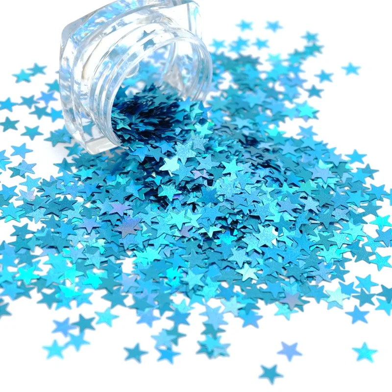 Holographic Polyester Blue Grade Star Glitter for Eyes