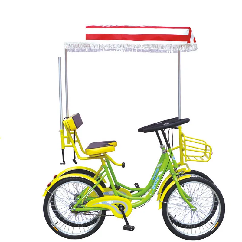 Beautiful red color tandem bike for 3 person/22 inch wheel tandem bike with canvas cloth/high quality tandem bike for a couple