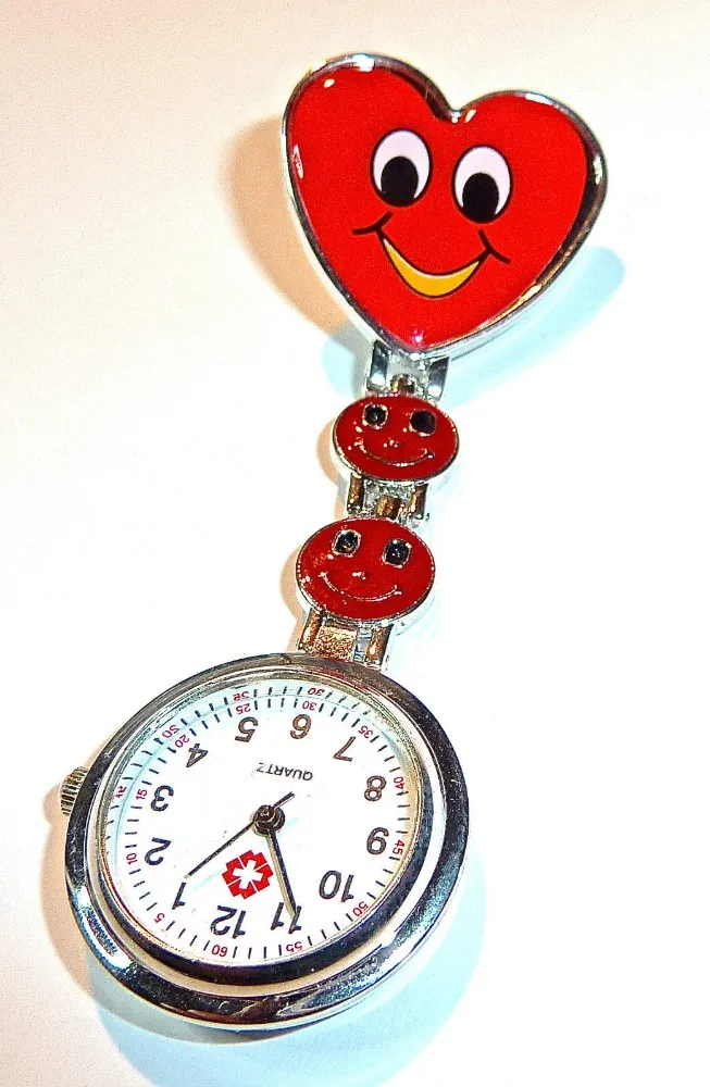 Симпатичные медсестринские часы с лицом улыбки и сердцем, новая модель, бесплатная доставка