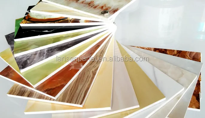 high glossy  interior wall kitchen cabinet pvc marble sheet