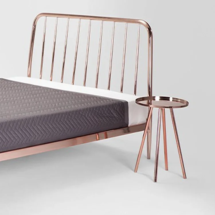 
Modern fashion bedroom metal plated rose gold bed side table 