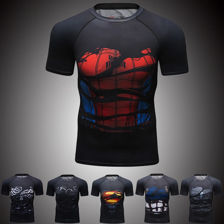 Guangzhou fengrui clothing superhero shirt cody lundin men sports clothes gym shirt