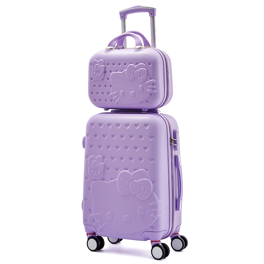 
Women Suitcase set ABS Cartoon Travel Box Rolling Trolley Hard case bag Hello Kitty Luggage bag 