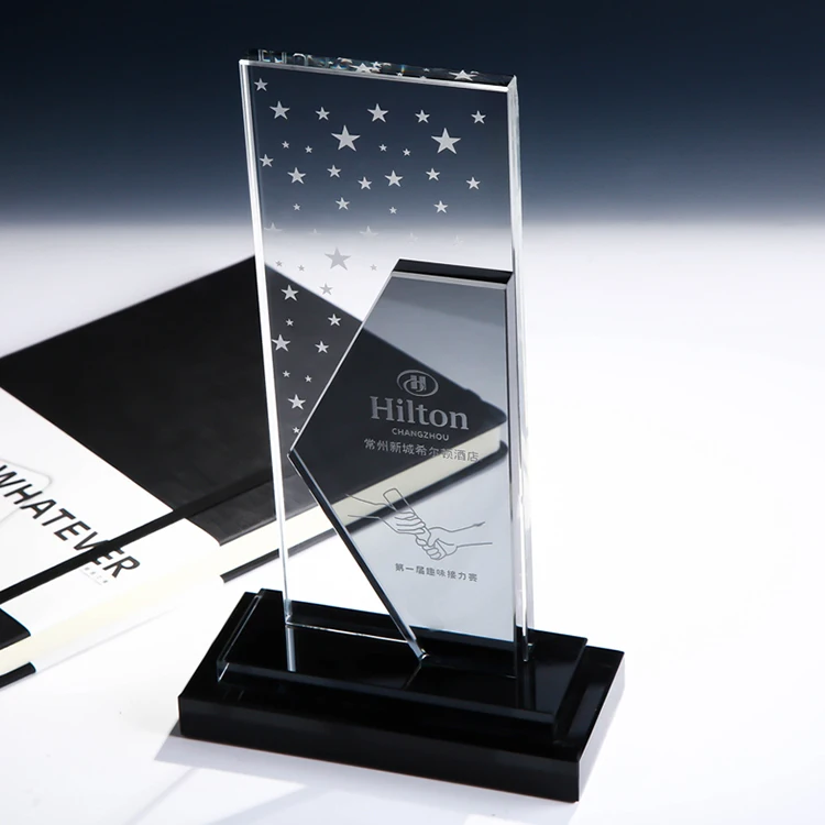 Crystal trophy with individual features Cheap glass medals