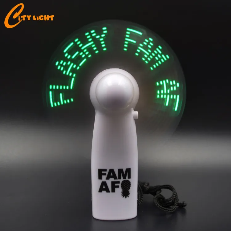 2020 Christmas Trade Assurance Programming Flashing Message Mini programmable led message handheld fan
