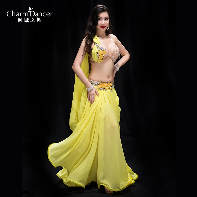 
YC043 Performance Professional bellydance costumes Spandex and Pearl Chiffon belly dance wear for girl 