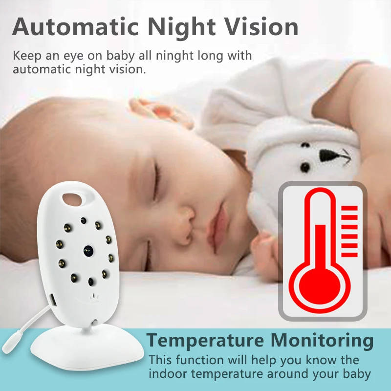 Baby Video Monitor Video Intercom Baby Walkie Talkie Baby Monitor Mount Night Vision Camera Sleeping Music Temperature Display