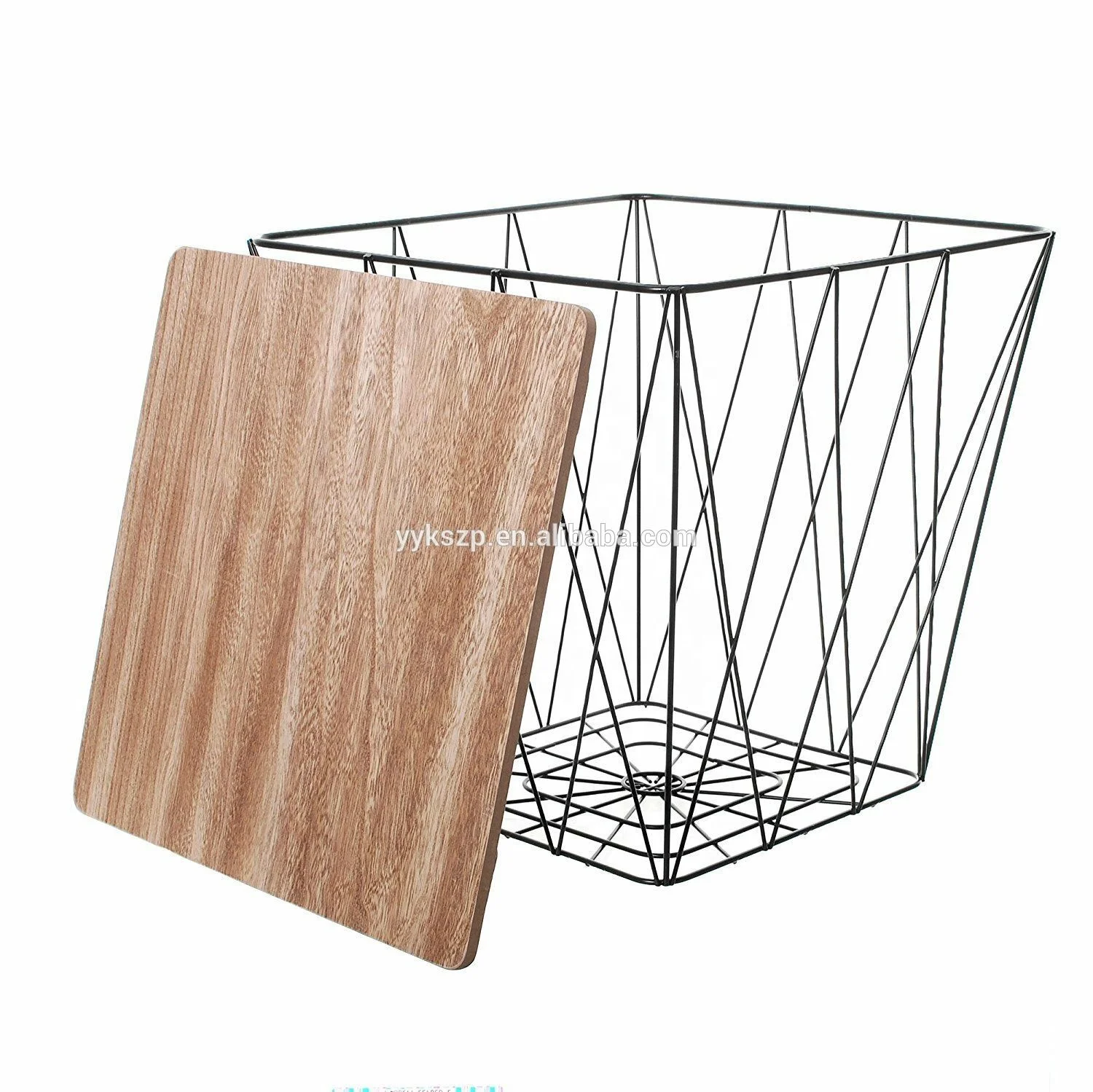 
Multi-function small wire coffee table metal basket storage with lid square wire coffee table 