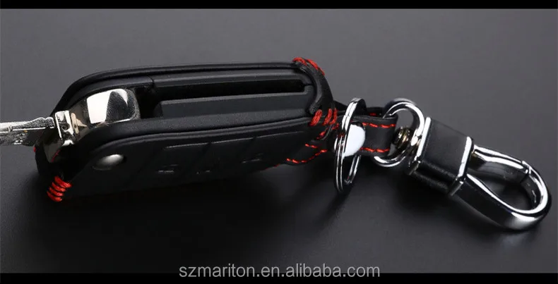 3D Black Car Remote Aritical Threading Leather Car Key Case Cover For VW Polo Golf6 CC Golf7 3 foldable buttons