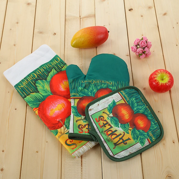 Кухонные перчатки для выпечки из трех частей, термостойкие, не ожоги, для микроволновой печи