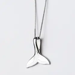Korea New Style 925 Sterling Silver Simple Fashion Chic Classical Mermaid Tail Pendant Necklace Jewelry for Women