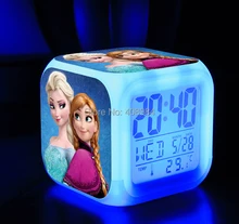 LED 7 Colors Digital Alarm Clock Frozen Anna and Elsa Thermometer Night Colorful