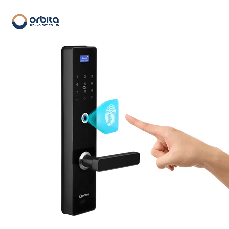 
Orbita black 304 stainless steel digital keyless passcode biometric lock aluminium door finger 