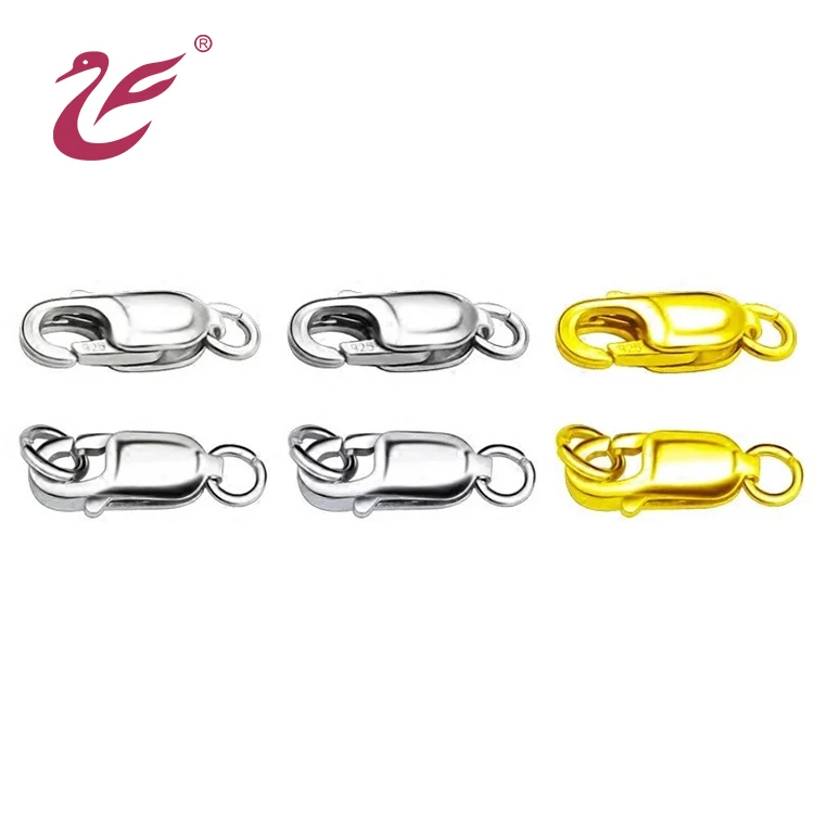 2021 Fashion jewelry findings sterling silver custom size adjustable lobster clasp for pearl necklace foldover clasp