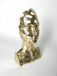 abstract  art decoration metal brass  woman face sculpture sculpture