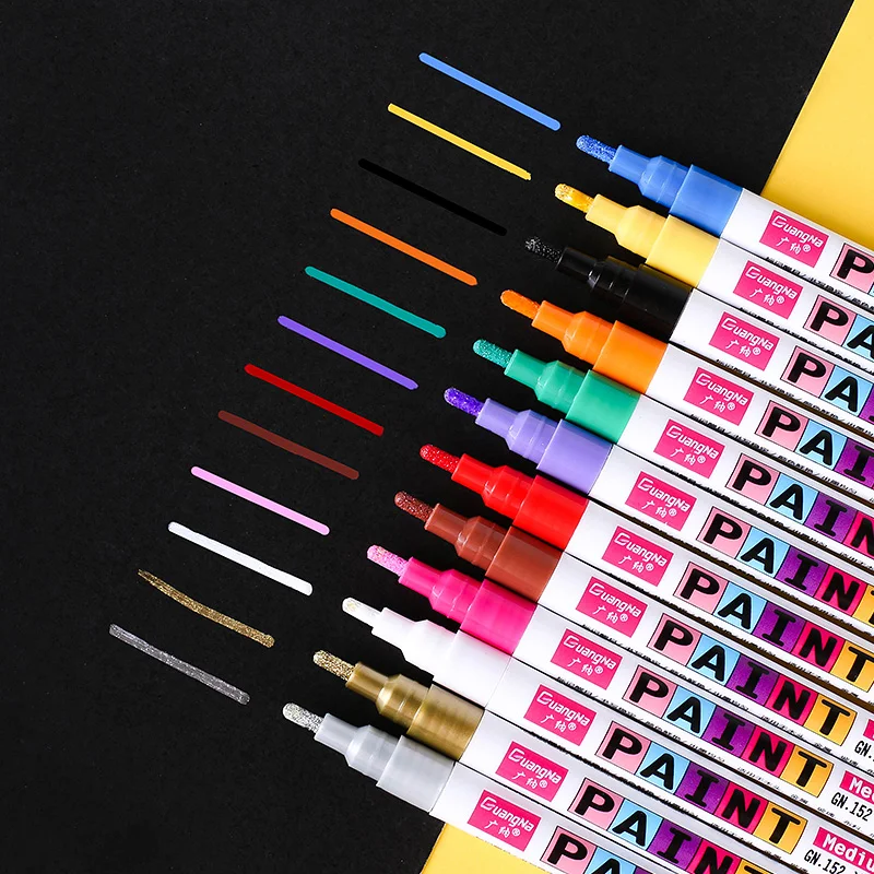 12 Colors Fine Point Paint Marker Non-toxic Indelible Marker DIY Art marker Car Tyre Paint Pen