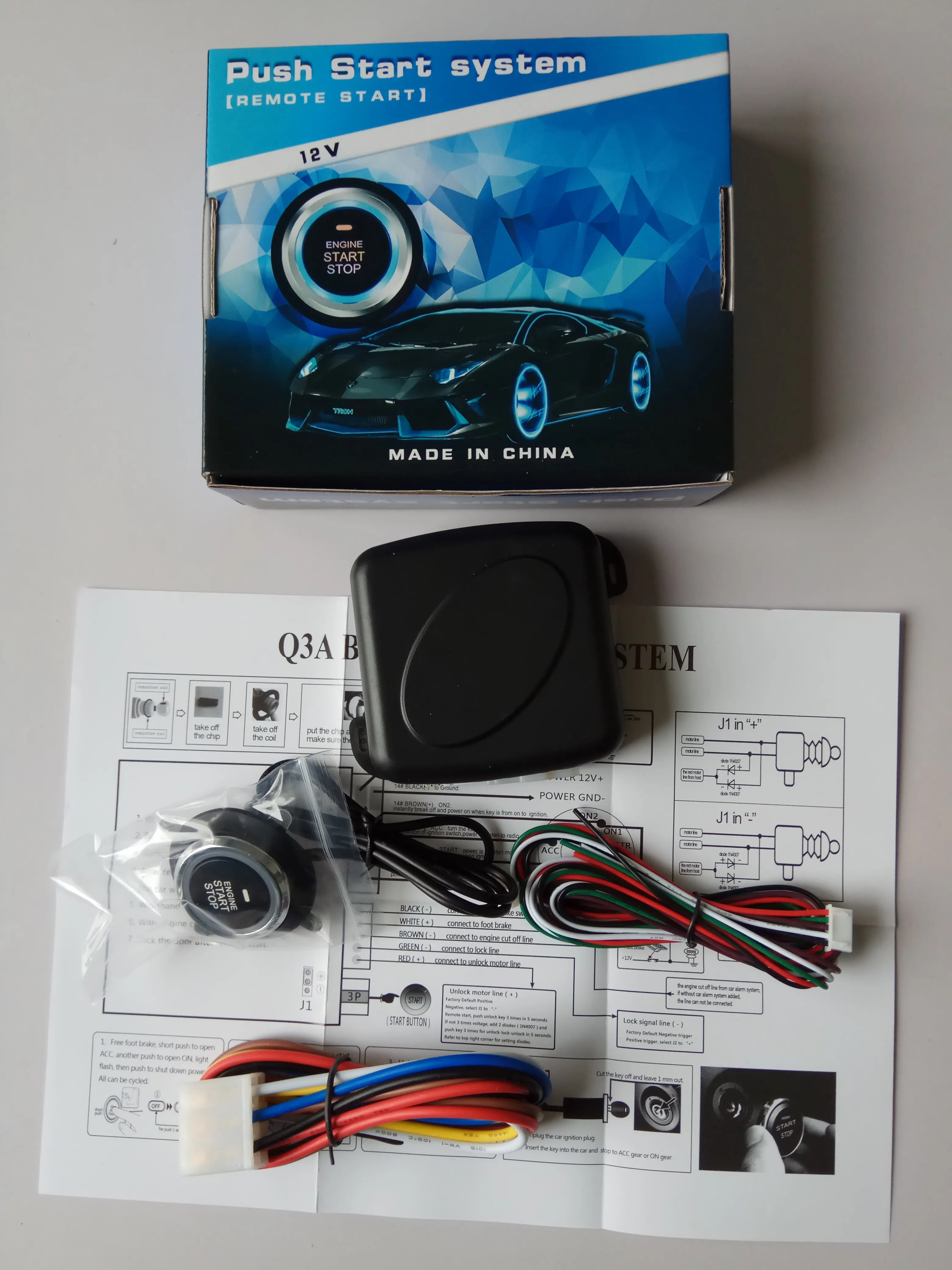 
Car Engine push start stop button system with remote start function for car alarm 