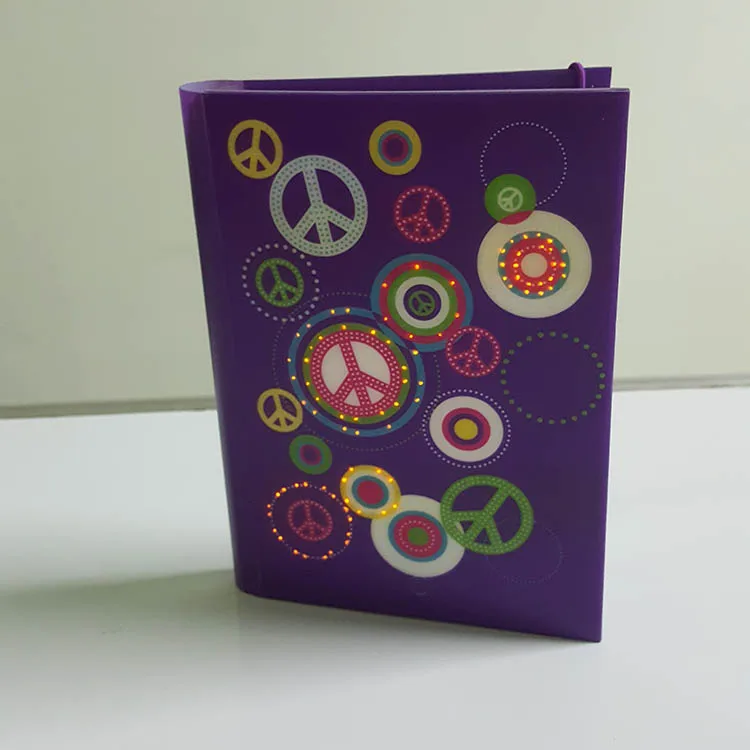 Custom shiny led light stationery personalised kids journal / diary notebook hardcover with button