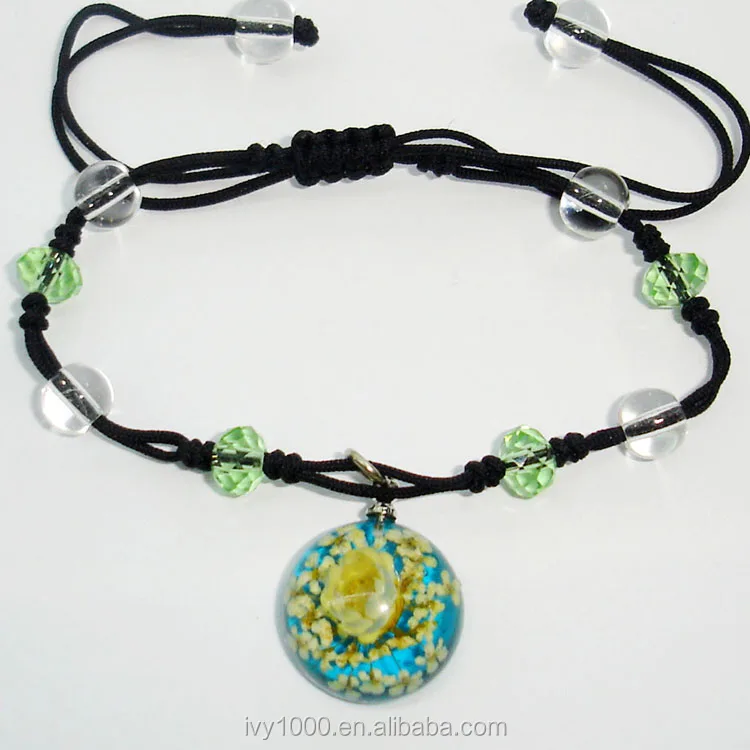 Hot sale dried flower resin beads cord bracelet souvenir