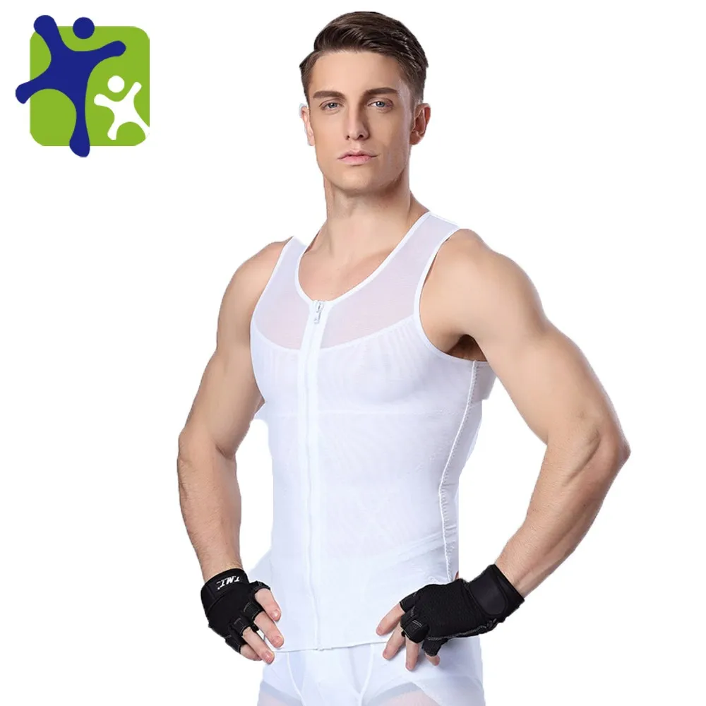 Quick dry and sweat easy slimming mens body shaper vest with zipper for losing weight