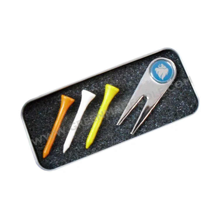 Natural color metal tin box with golf tees special golf gift set