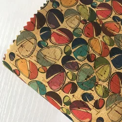 high quality new colorful  printed Natural cork leather Fabric patterned with candy