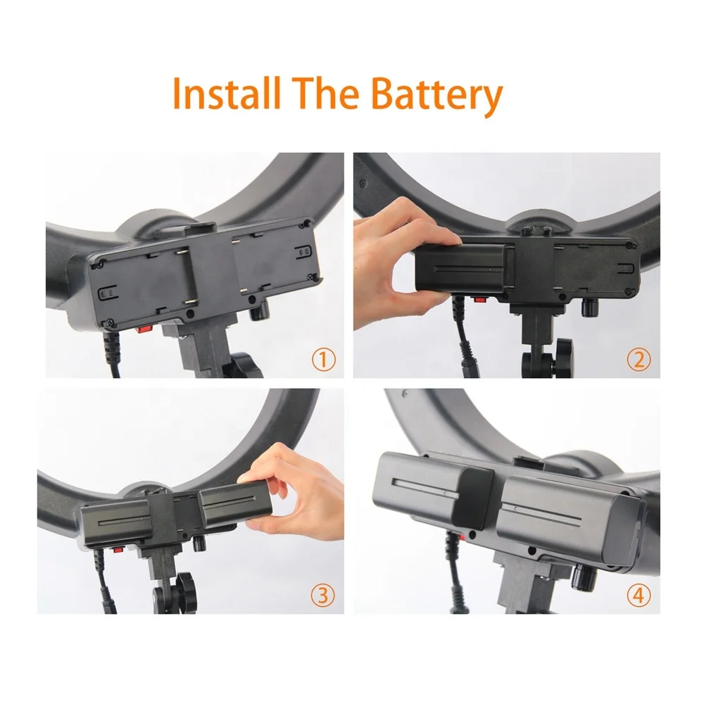 studio light stand lamp 55W rechargeable flexible tripod camera phone makeup 18 inch led light ring