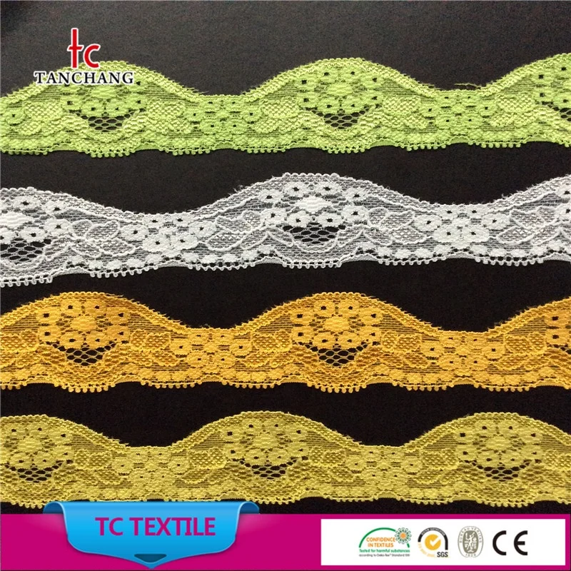 Guangzhou factory wholesale  3.5cm scallop design nylon spandex quality lycra lace trim for lingerie  LSHB9222