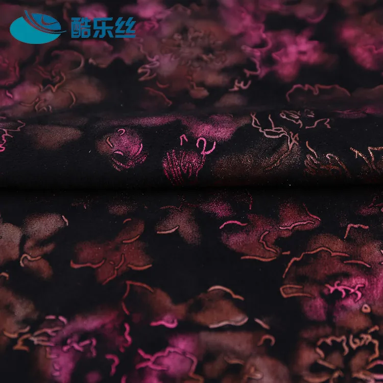 
china supplier cheap flower digital brush suede printed bronzing fabric wholesale 