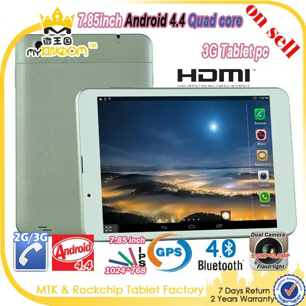 7.85 дюймов android 4.4 mtk8382 диапазона основной игре таблетку пк с 3g сим слот