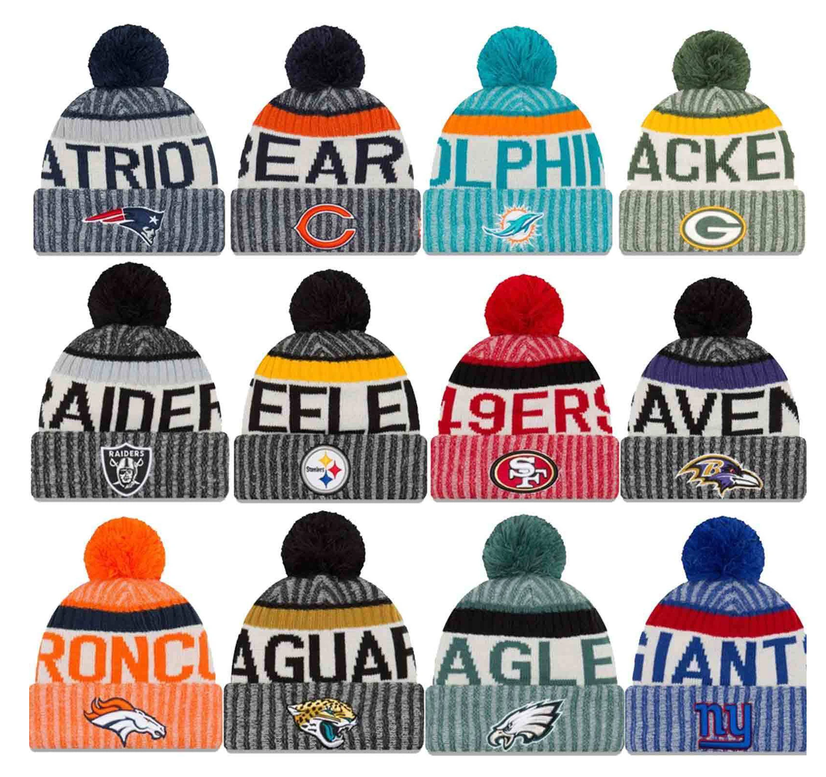 
2020 knitted NFL beanies winter hats for 32 teams 