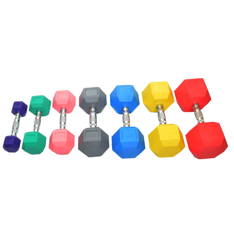 Hex Rubber Coated dumbbell dumbbells commercial dumbbell set for gym