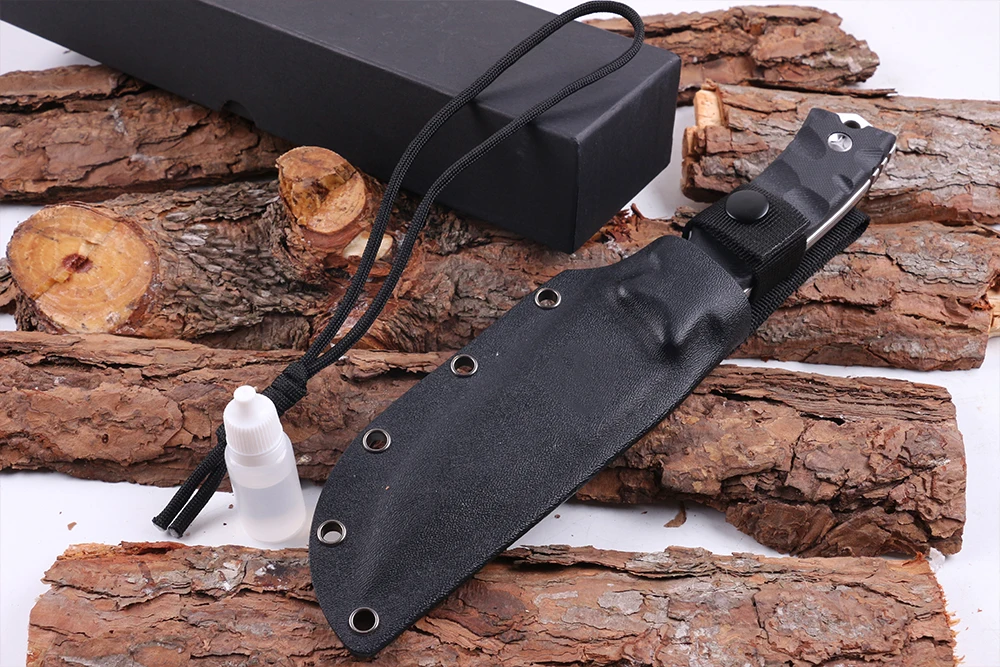 Высококачественный стальной нож D2 с фиксированным лезвием, охотничий нож для выживания с рукояткой G10 и оболочкой Kydex