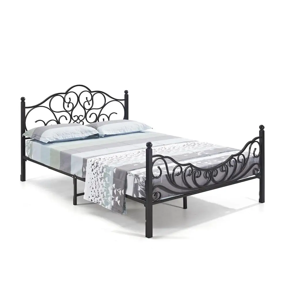 Metal Queen Bed Simple Modern Double Bed Double Antique brass self-lock slat metal bed Q007