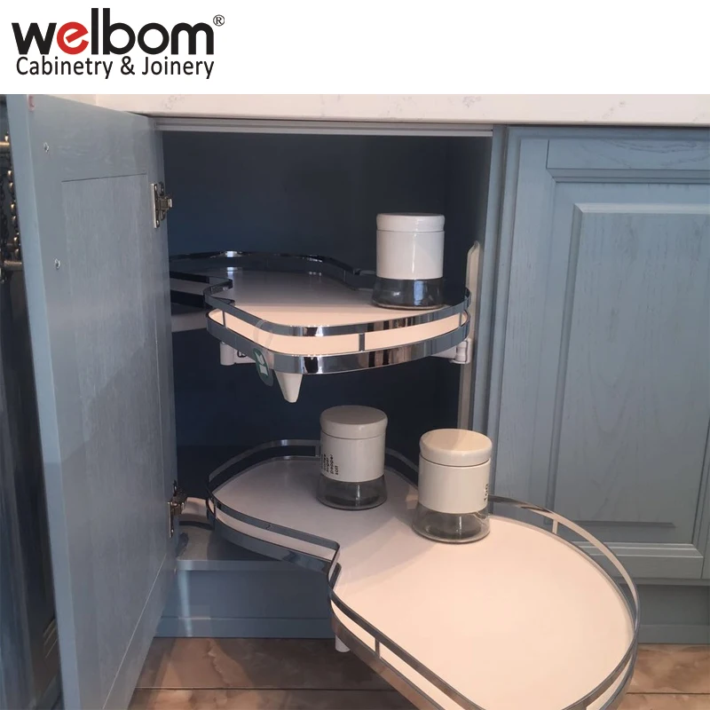 RTA Custom Satin Blue Oak Wood Kitchen Cabinet for North American