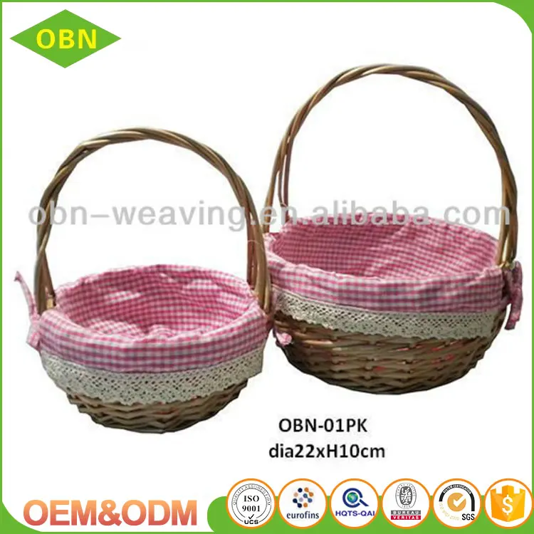 Hand woven set 3 fancy small empty wicker basket for gift