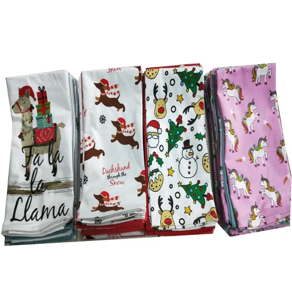 
cotton kitchen/tea towel with crismas printed designs 
